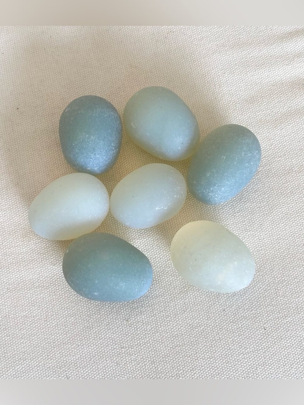 VTG Opaline Frosted Glass Eggs Magic Sea Glass Decorative Stones Set of 7